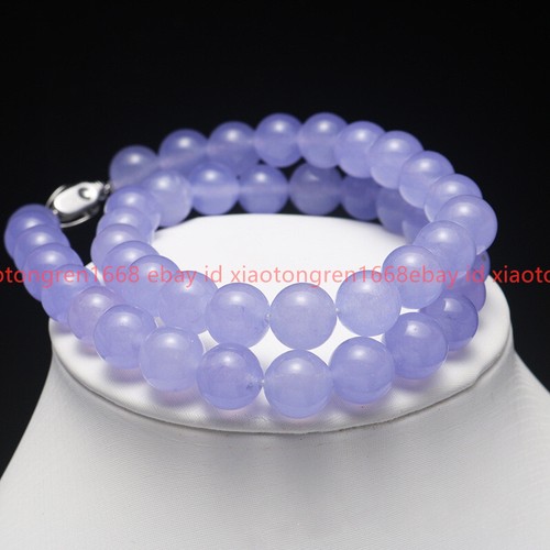 Pretty Natural 6/8/10/12mm Lavender Jade Gemstone Round Beads Necklace 18-24in - Picture 12 of 12