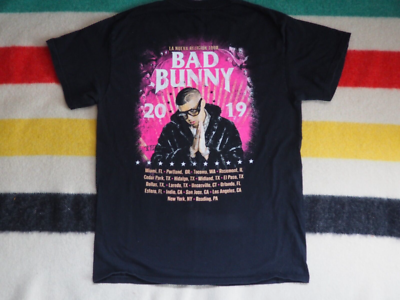 Bad Bunny 2019 La Nueva Religion Tour Rap Black Band Tee T-Shirt