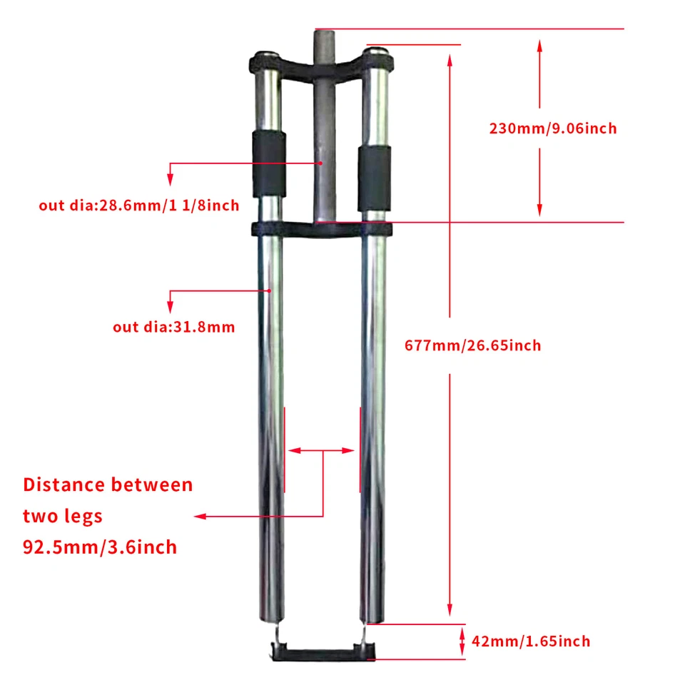 26*3.5" Fat Tire Bicycle Fork, 1-1/8" Threadless Triple Tree Double Shoulder - Image 2 of 4