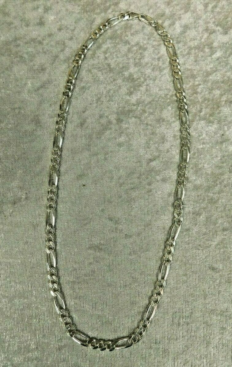 KA-1772 Italy 925 Solid Sterling Silver Figaro Chain ~ 20 KA-1772 Italy 925 Solid Sterling Silver Figaro Chain ~ 20