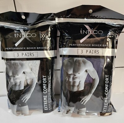 2 Pkg INTECO Men's XXL 3 Pack 4Way Stretch Performance Boxer Briefs Underwear