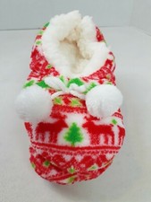 NEW Merry Brite Ladies Soft Sherpa Slippers Size S/M 6-8 Christmas Red Green 122