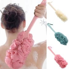 Long Handle Bath Brush Soft Mesh Sponge Back Scrubber Body Wash Shower Loofah ↲