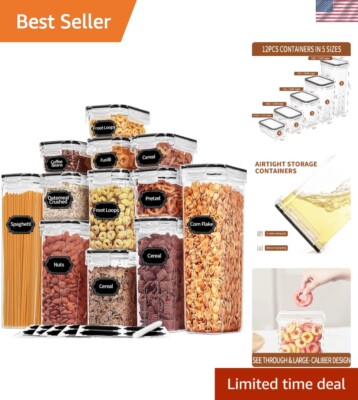 Versatile 12PCS Airtight Kitchen Containers for Spaghetti, Rice, Flour & More