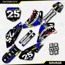 Blue & Yellow Savage Camo Racing Graphics Kit fits Suzuki DRZ125 01-07 DRZ 125