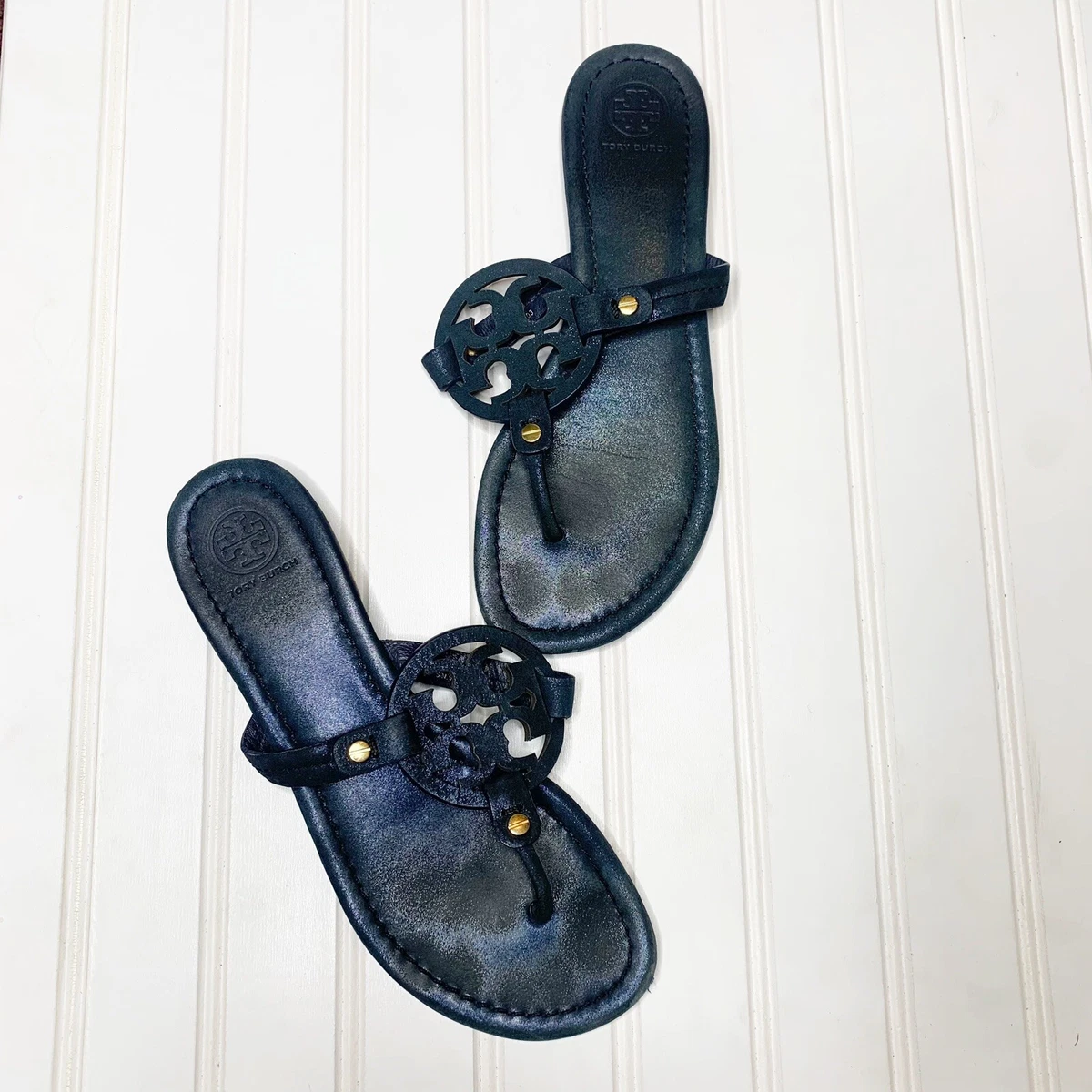 Tory burch navy miller sandals sale