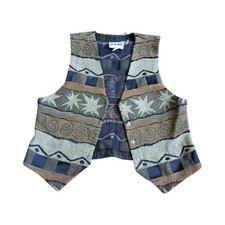 Vintage 90s On the Verge Women's Geometric Aztec Brown Tapestry Vest USA made