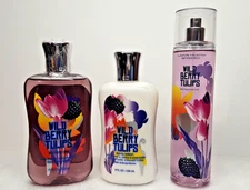 Bath Body Works Wild Berry Tulips Fragrance Mist Lotion & Sealed Shower Gel 3pc