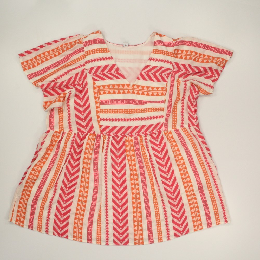 old navy jacquard mini swing dress Old Navy Mini Babydoll Swing Dress Plus Size 3X Pink Orange Jacquard Aztec  Boho