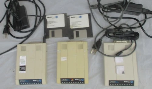 THREE Vintage 2002 MultiTech Sys MultiModem MT5634ZBA External Dial-up Modems