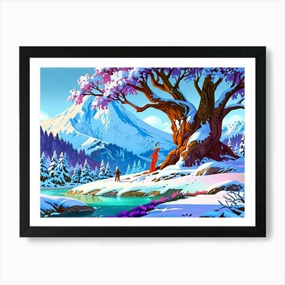 Winterszene 3 Kunstdruck gerahmt Wandbild Poster Leinwanddruck Bild