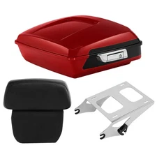 Chopped Trunk Pad Mount Rack Fit For Harley Touring 14+ Billiard Red/Vivid Black