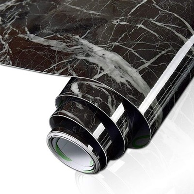 Black Marble Countertop Contact Paper Waterproof Peel and Stick Marble Wallpa...