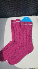 Woman hand knitted wool socks