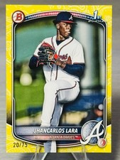🔥⚾️JHANCARLOS LARA 2025 Bowman 1st Paper Yellow Bandana Border /75 #BRAVES!⚾️🔥