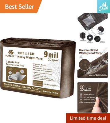 Versatile 9 Mil Heavy Duty Tarp 12x16 ft - Protect Tents, Roofs & More