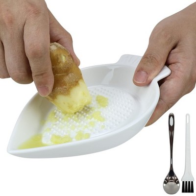 EIKS Ceramic Grater Plate Grinding Dish with Spoon and Brushes | For Grating ...
