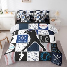 Baseball Twin Comforter Set with Sheets for Kids Boys Girls 3D Softball Sport...