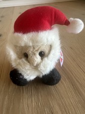 Vintage Puffkin Santa 5 Round Beanie Plush Limited Edition 1997