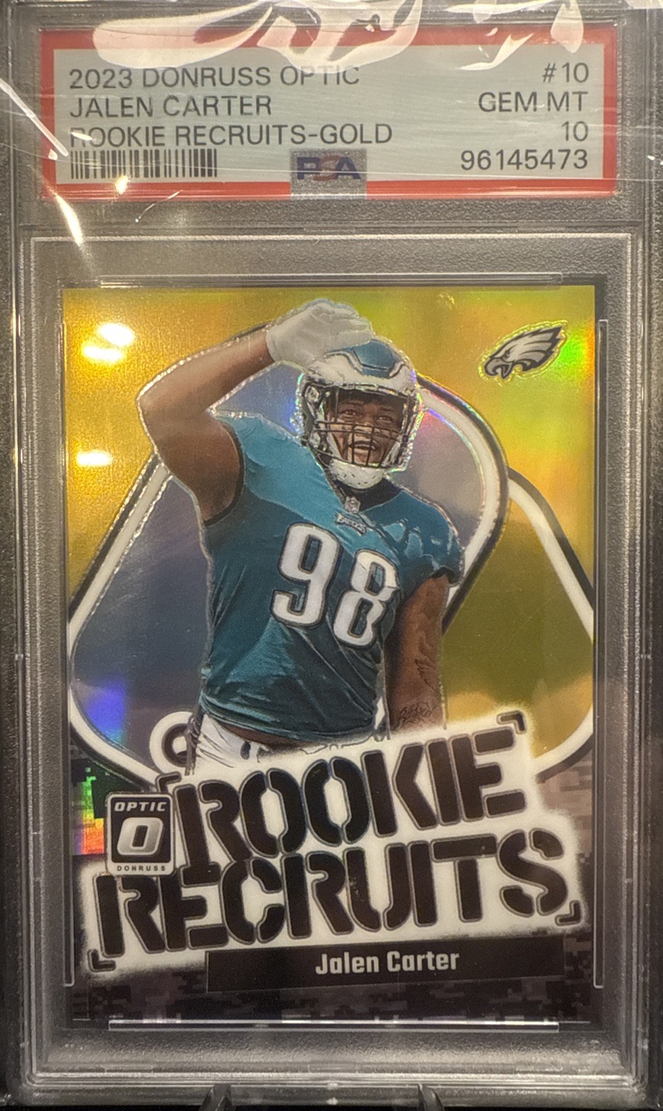 2023 Panini Donruss Optic - Rookie Recruits Jalen Carter Gold /10 -PSA 10