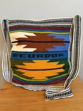 Ecuador Handwoven Wool Crossbody Bag Geometric Aztec Boho Travel Purse