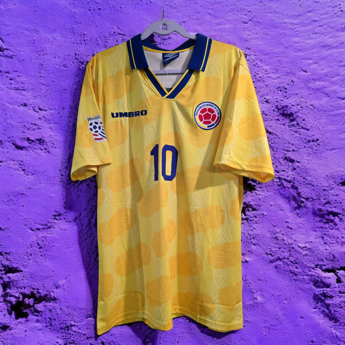 COLOMBIA Home World Cup 1994 - Retro - Soccer - VALDERRAMA - XL