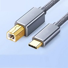 New USB-C to USB-B 2.0 Cable For Nylon Epson HP Canon Brother Printer Scanner