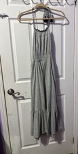 Hem & Thread Gray Ruffle Hem Halter Dress – Size Small