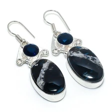Mystic Merlinite Gemstone 925 Sterling Silver Handmade Jewelry Earring AD-6582