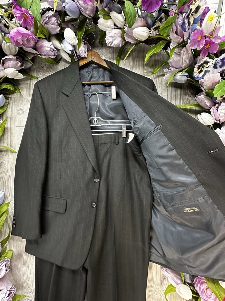 Traje DE COLECCIÓN Para Hombre Chaqueta de Lana Negra 42R y Pantalones 38x30 Conjunto de 2 Piezas Hardy Amies Foto 4 de 4