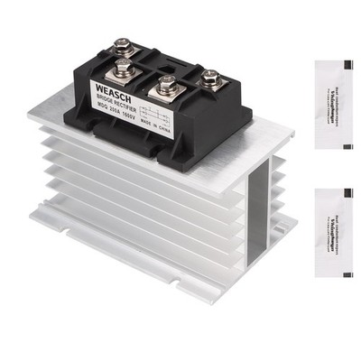 200A Bridge Rectifier Module, AC to DC, 1600V, Full Wave, Aluminum Heat Sink