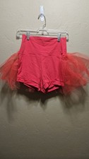 Balera Dancewear Medium High Waist Red Shorts with TuTu Tulle on Back Size MA