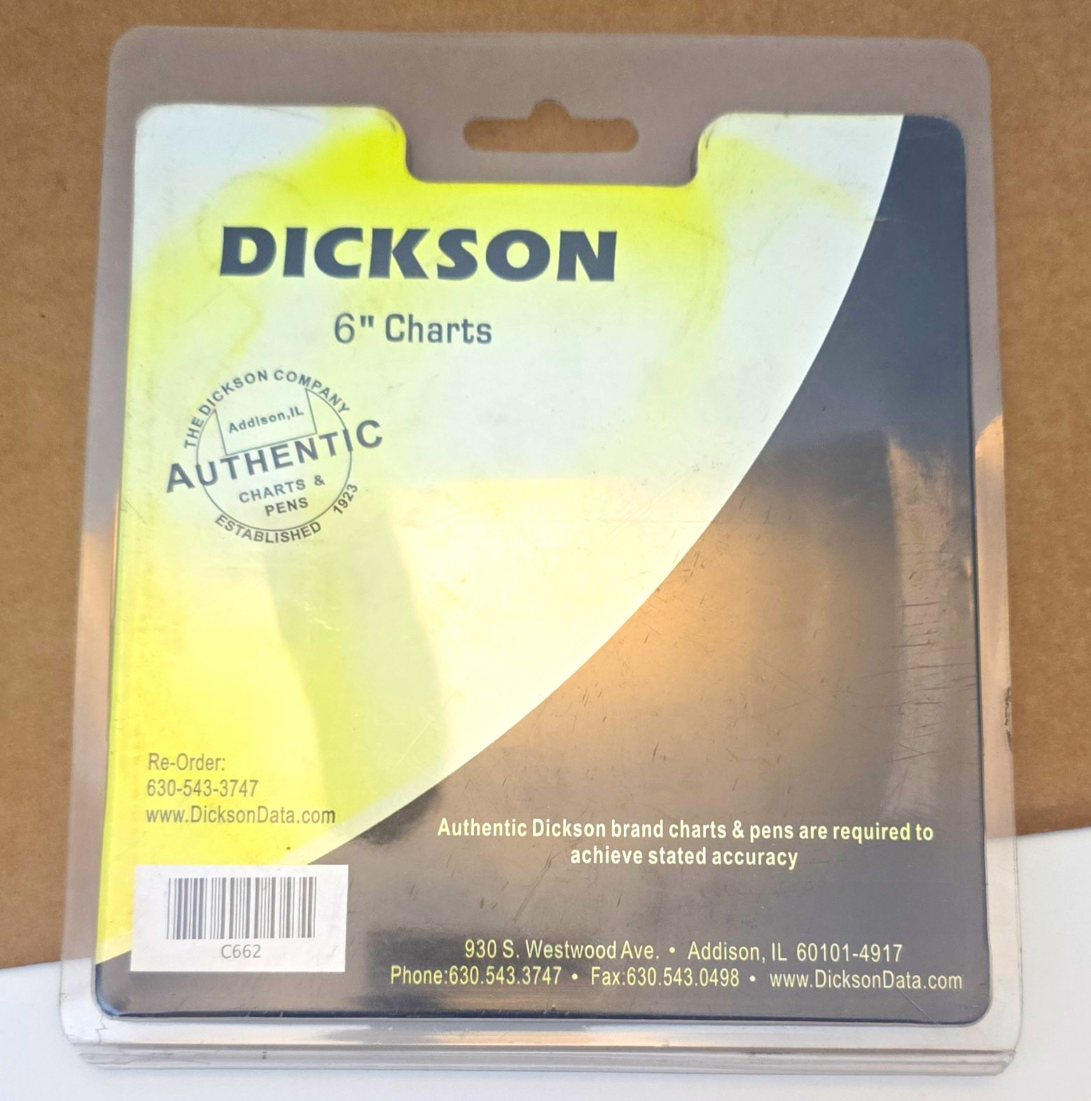 Dickson C662 6" Circular Chart Paper for 1-Channel Chart Recorder