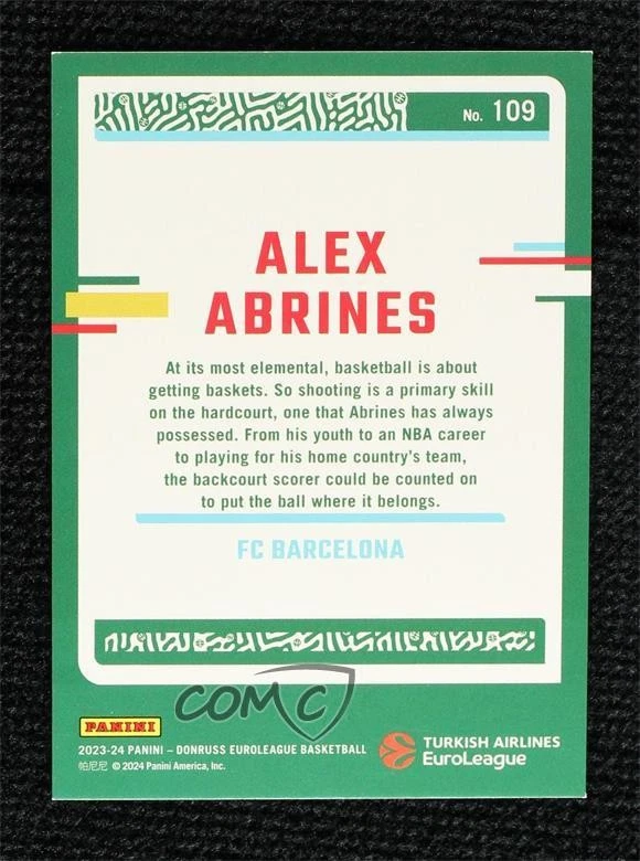 2023-24 Panini Donruss EuroLeague Black Laser 1/1 Alex Abrines #109 - Image 2 of 2