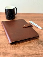  Billykirk Leather Folio Padfolio Brown – Strap Closure – 2 Billykirk Pens