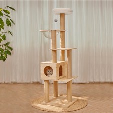 Cat Tree Tower 61 Inch Tall Solid Wood Space Capsule Bed Lazyworm Heavy Duty