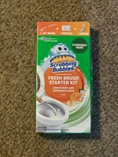 Scrubbing Bubbles Fresh Brush Starter Kit Wand, 4 Refills And Stand New