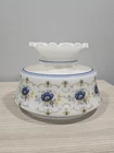 VTG Quoizel Abigail Adams 6”  Blue Floral Milk Glass Lamp Shade Fitter Ruffled
