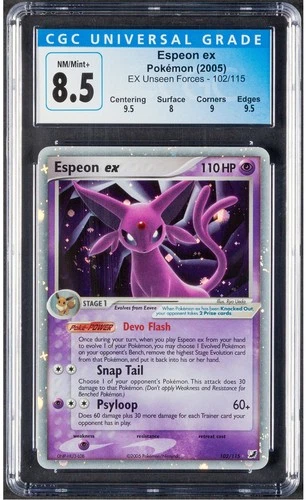 2005 Espeon ex Pokemon EX Unseen Forces 102/115 CGC 8.5