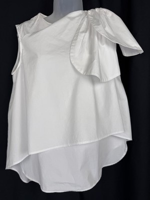 Psophia Vazquez De Castro Womens White Cotton Sleeveless Designer Layer Blouse L