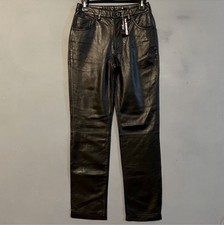 NWT VTG Leather Y2K 90s Deadstock Express Fully Lined Black Pants Size 1/2