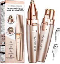 VG VOGCREST Eyebrow & Facial Trimmer: 2 In1 Rechargeable Facial Hair Removal & E