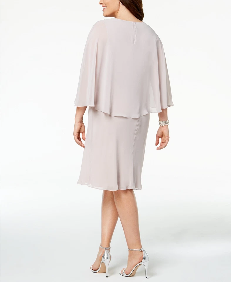 $150 Sl Fashions New York Womens Gray Beaded Chiffon Embellished Cape Size 14w - Изображение 2 из 2