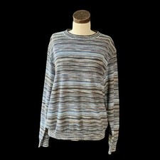 Vintage NORM THOMPSON Stripe Sweater Cotton Blend ITALY Large