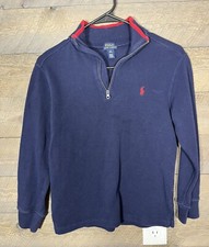 Polo Ralph Lauren Boys 1/4 Zip Pullover Navy Blue Logo Sweater M 10-12