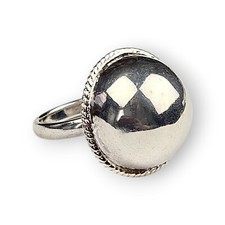 Sterling Domed Ball Ring Oversized Rope Edge ...
