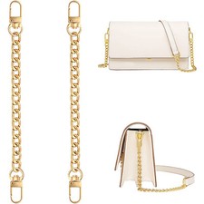 2Pcs Flat Purse Chain Replacement Strap with Metal Buckles for Handbag Purse