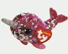 2019 TY Flippables Sequins Teeny Tys 4" NELLY Narwhal Plush Beanie NEW Stackable