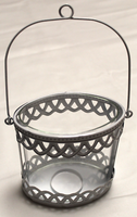 Teelichthalter, Windlicht, Glas Und Metall , Zierleuchte Grau