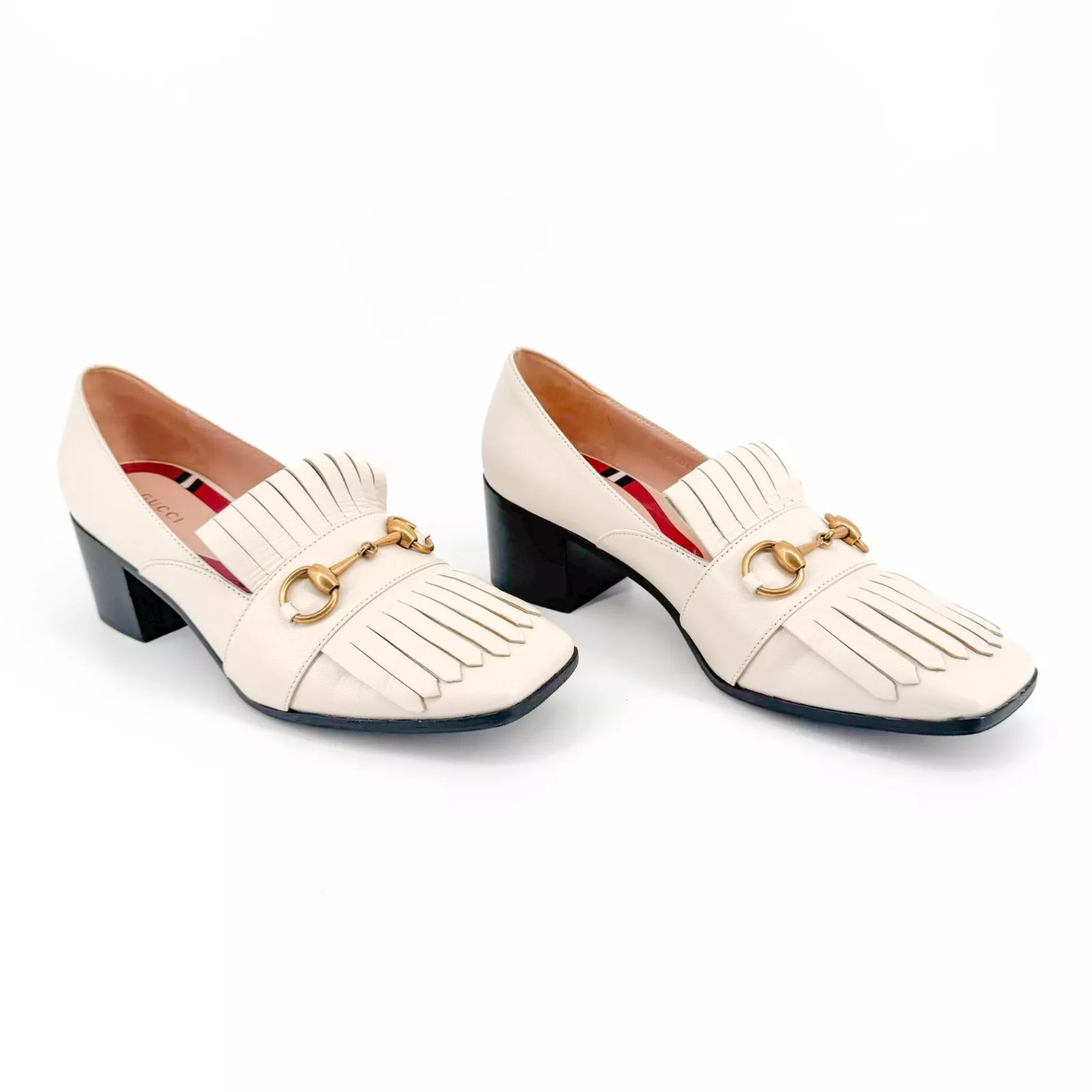 Mocassins escarpins Gucci Horsebit à franges pointure 39,5 US 9,5 chaussures mocassins en cuir blanc